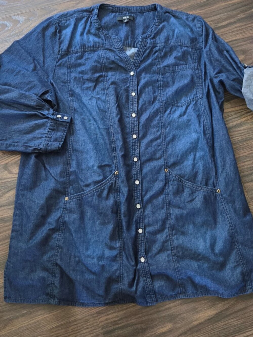 ELLOS 100% Cotton Denim Classic Style Shirt Dress NWOT/SIZE 1X